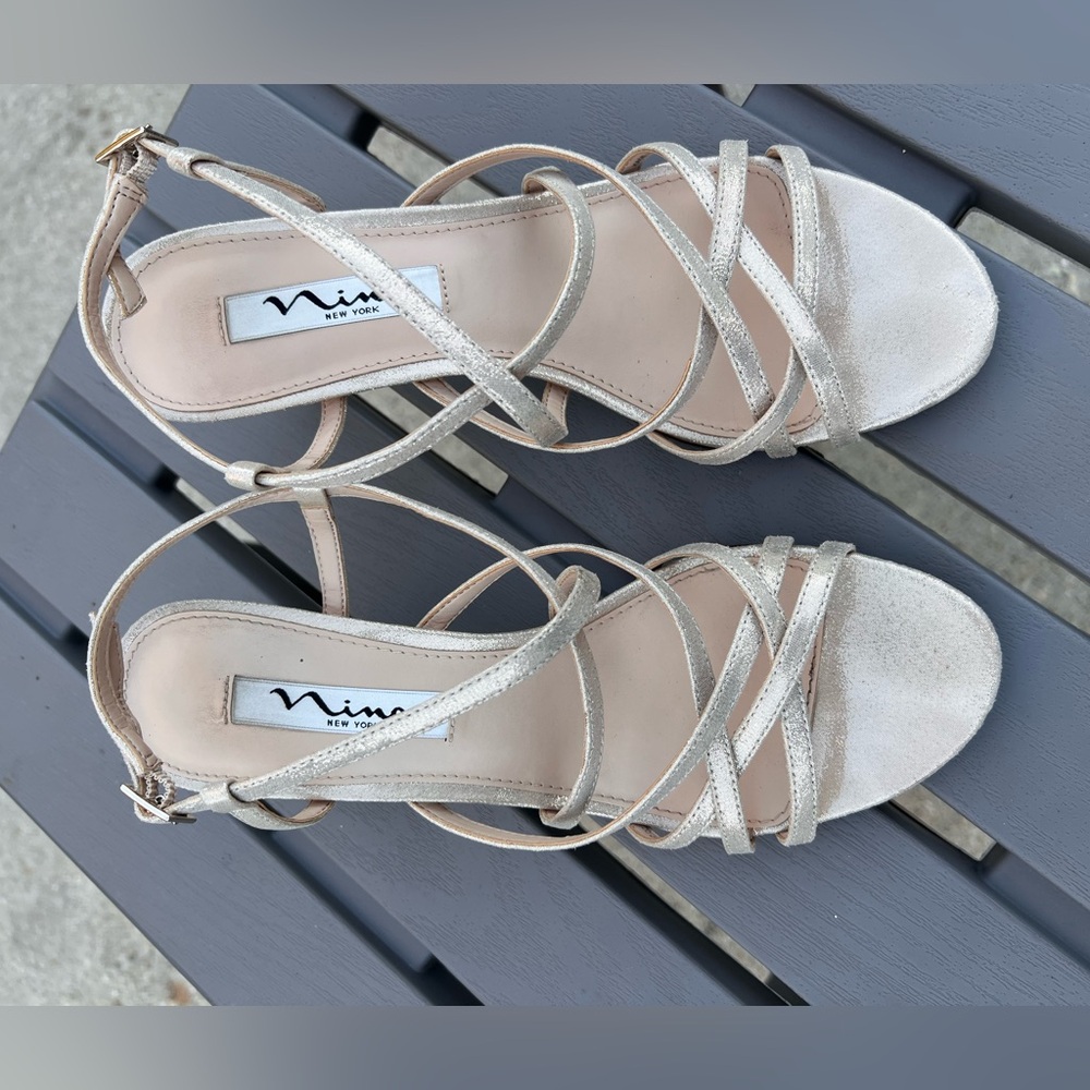 NINA Women’s Metallic Neptune Leather Open Toe Strappy Sandals! Size 8. - Picture 9 of 15